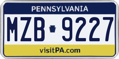 PA license plate MZB9227