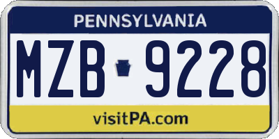 PA license plate MZB9228