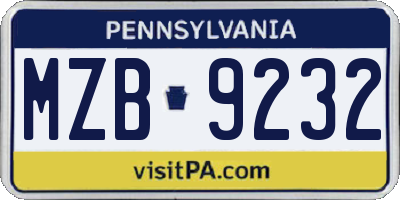 PA license plate MZB9232