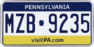 PA license plate MZB9235