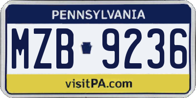 PA license plate MZB9236