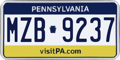 PA license plate MZB9237