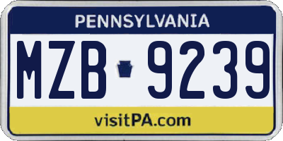 PA license plate MZB9239