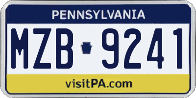 PA license plate MZB9241