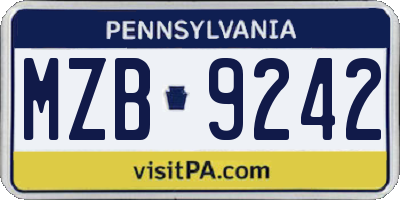PA license plate MZB9242