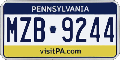 PA license plate MZB9244