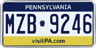 PA license plate MZB9246