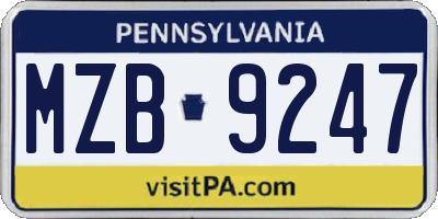 PA license plate MZB9247