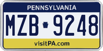 PA license plate MZB9248