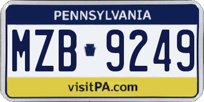 PA license plate MZB9249