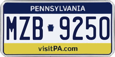 PA license plate MZB9250
