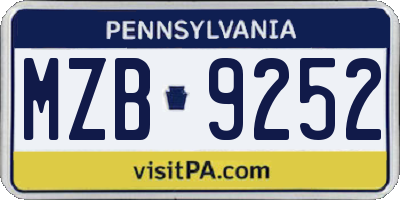 PA license plate MZB9252