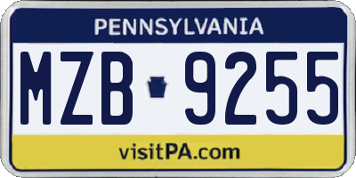 PA license plate MZB9255