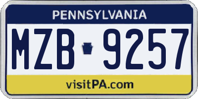 PA license plate MZB9257