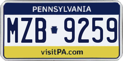PA license plate MZB9259