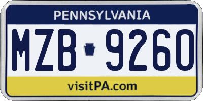 PA license plate MZB9260