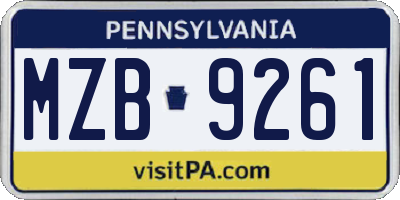 PA license plate MZB9261