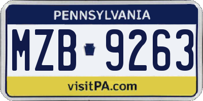 PA license plate MZB9263