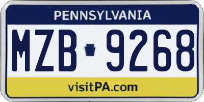 PA license plate MZB9268