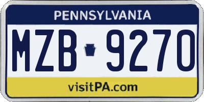 PA license plate MZB9270