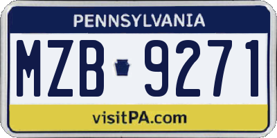 PA license plate MZB9271