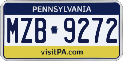 PA license plate MZB9272