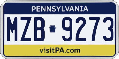 PA license plate MZB9273