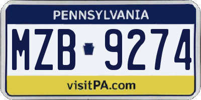 PA license plate MZB9274