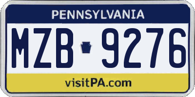 PA license plate MZB9276