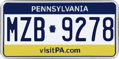 PA license plate MZB9278