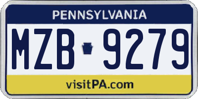 PA license plate MZB9279