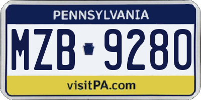 PA license plate MZB9280