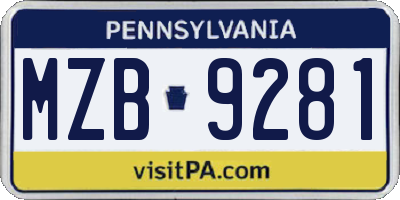 PA license plate MZB9281