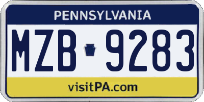 PA license plate MZB9283