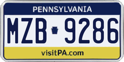 PA license plate MZB9286