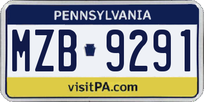 PA license plate MZB9291