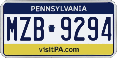 PA license plate MZB9294