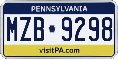 PA license plate MZB9298