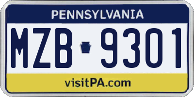 PA license plate MZB9301