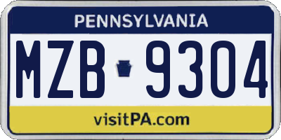 PA license plate MZB9304