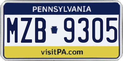 PA license plate MZB9305