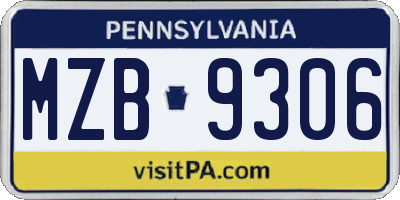 PA license plate MZB9306