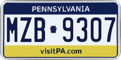 PA license plate MZB9307