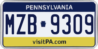 PA license plate MZB9309