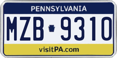 PA license plate MZB9310