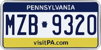 PA license plate MZB9320