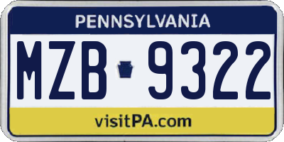 PA license plate MZB9322
