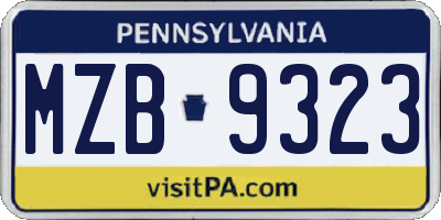 PA license plate MZB9323