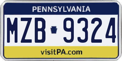 PA license plate MZB9324