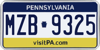 PA license plate MZB9325